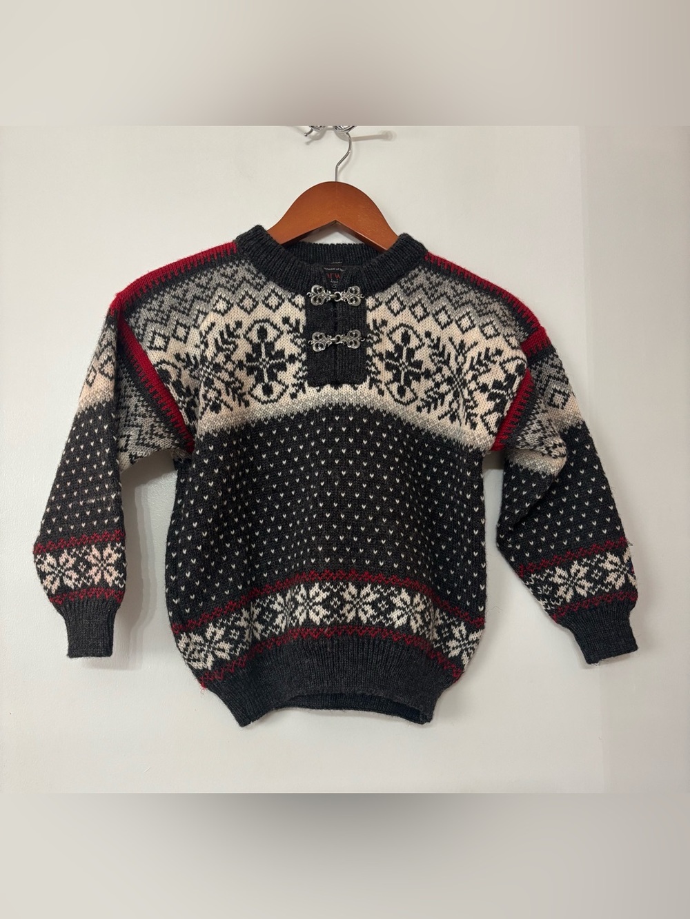 Norwool Of Norway 100% Wool Fair Isle Sweater Norwegian Kids Size 6/8